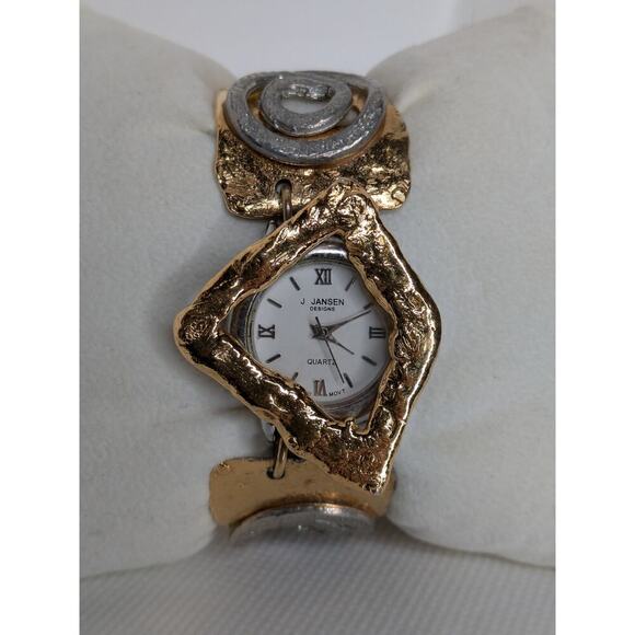 J. Jansen Other - Vintage J Jansen Watch Women Gold Silver Tone Metallic Art Handmade Whimsical 7”